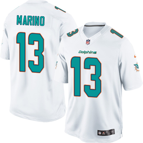 Men's Limited Dan Marino Nike Jersey White Road - #13 NFL Miami Dolphins